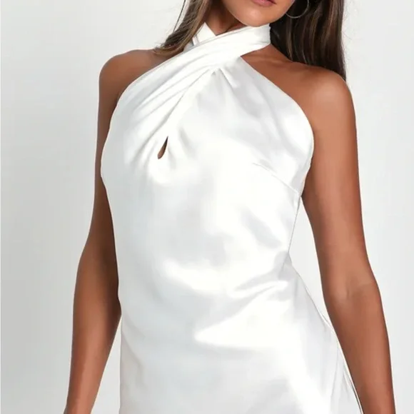 Lulus | Dresses | Lulus White Sheath Halter Mini Dress | Poshmark